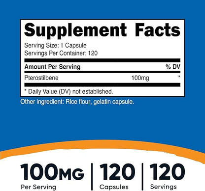 Nutricost Pterostilbene 100mg, 120 Capsules - Non-GMO, Gluten Free
