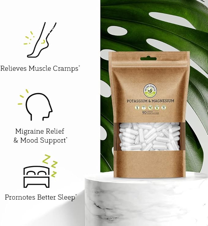 DSO Potassium Magnesium Supplement - 90 Count - Doctor Designed High Absorption Magnesium Potassium Supplement – Vegan Potassium Magnesium Aspartate for Sleep & Leg Cramp Relief