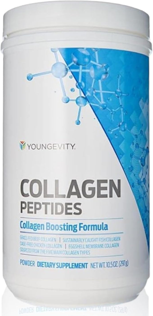 Youngevity Multi-Collagen Peptides Powder with Fulvic Powder – Hydrolyzed Grass-Fed, Marine, Chicken, & Eggshell Membrane Collagen – Hair, Skin, Nails, Joint, Bone Support – I, II, III, V, X – 11.4 oz