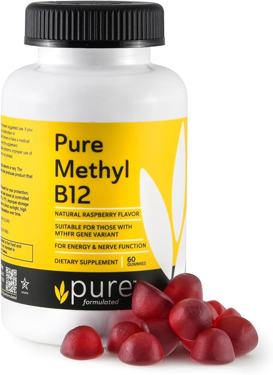 Methyl B12 Vitamin Gummies - Vegan Vitamin B12 Methylcobalamin Gummies for Adults & Kids - Chewable B-12 gummy for Energy & Nerve Function – Gluten-Free, Dairy-Free, Kosher-60 Gummies 1500 mcg
