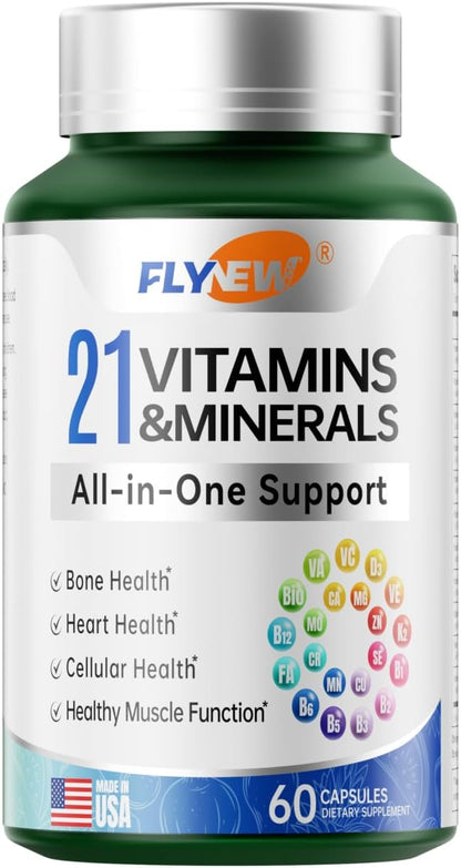 Multivitamin for Women & Men - Mens & Womens Multivitamin for Bone, Skin & Immune Health Support, 21 in 1 Multivitamins Supplement, Multivitamins with Gluten & Allergen Free, Non GMO, 60 Capsules