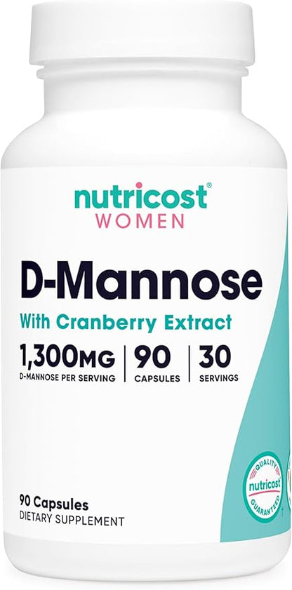 Nutricost D-Mannose with Cranberry Extract for Women 1300mg 90 Capsules