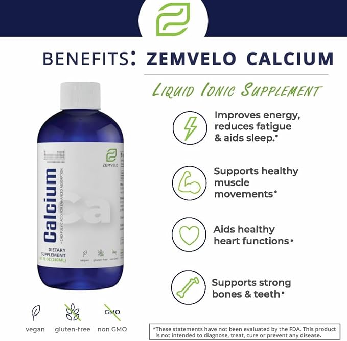 Liquid Ionic Calcium Supplement | Women's Health | Fast Absorption | Easy to Digest | Bone & Teeth Support