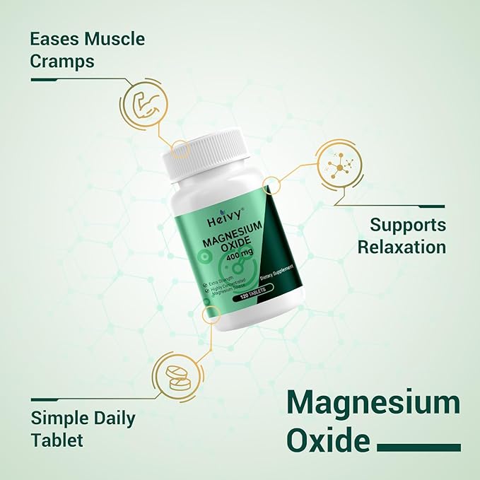 Magnesium Oxide 400mg – 120 Tablets Magnesium Supplement - Support Muscle Recovery & Relaxation