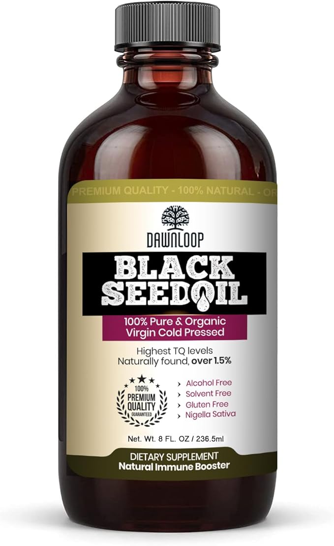 Black Seed Oil Cold Pressed - 100% Pure Nigella Sativa, Black Cumin Oil for Skin, Hair, Cooking, and Daily Use, Gluten Free, Non-GMO
