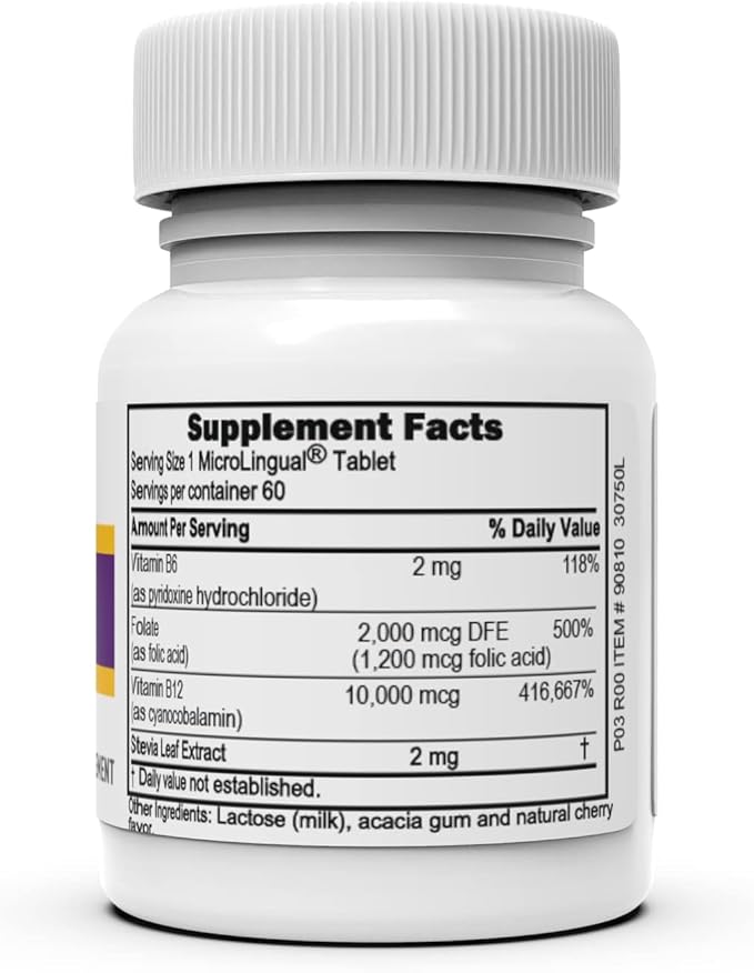 Superior Source No Shot Vitamin B-12 Cyanocobalamin 10000 mcg, B-6, Folic Acid 1200 mcg - Support Brain & Heart Health - Aids Natural Energy Levels - 60 Sublingual Dissolving Tablets
