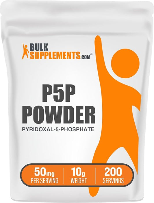 BulkSupplements.com Pyridoxal 5 Phosphate Powder - P-5-P Vitamin B6 Supplement, P-5-P 50mg - P5P Supplement, Gluten Free, 50mg of per Serving, 10g (0.35 oz) (Pack of 1)