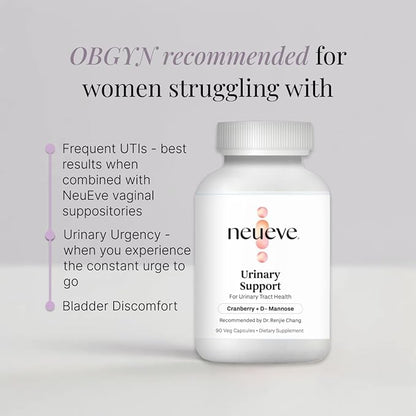 NeuEve Cranberry D-Mannose Urinary Support Supplement, Sugar-Free Cranberry Pills, Non-GMO, 90 Capsules