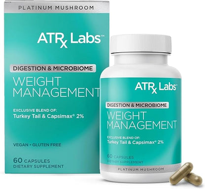 Weight Management: Digestion & Microbiome - Mushroom Supplement, with Turkey Tail and Capsicum Extract, May Support Digestion and Metabolism, Vegan and Gluten-Free, 60 Capsules