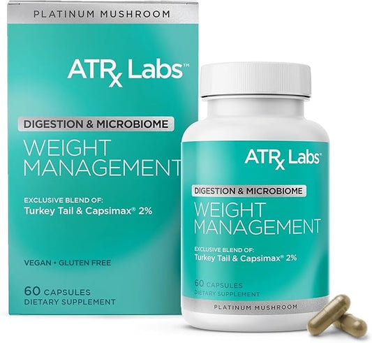 Weight Management: Digestion & Microbiome - Mushroom Supplement, with Turkey Tail and Capsicum Extract, May Support Digestion and Metabolism, Vegan and Gluten-Free, 60 Capsules