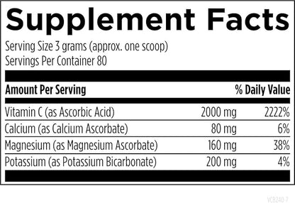 Designs for Health Buffered Vitamin C Powder 2000mg - Powdered Vitamin C (Ascorbic Acid) for High Dosing with Alkalizing Minerals to Be Gentle on The Stomach - Non-GMO Drink Mix (80 Servings / 240g)