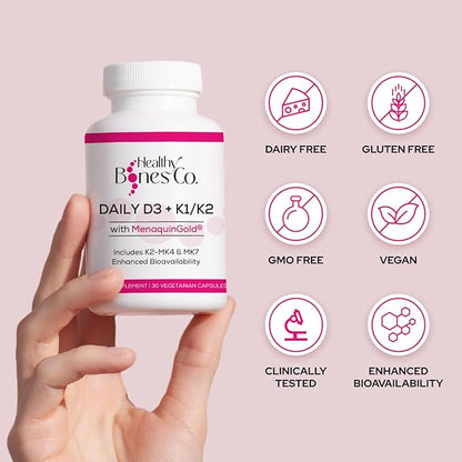 Premium D3/K2 - Full Spectrum Vitamin K2 MK7 + MK4 + D3 2000iu + K1, Daily D3 + K1/K2 Supplement, Highly Bioavailable VIT D Supplements and Vitamins for Strong Bones & Immune Support - 30 Capsules