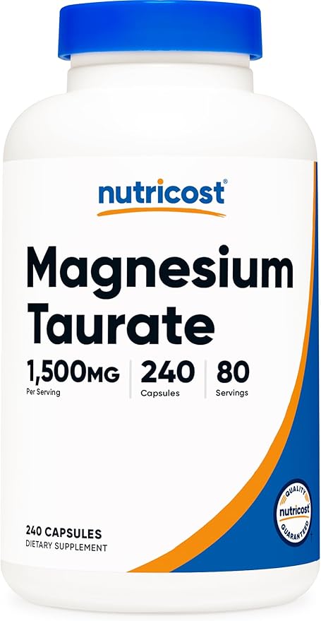 Nutricost Magnesium Taurate 1,500mg; 240 Capsules - Gluten Free, Non-GMO, Vegan, 80 Servings
