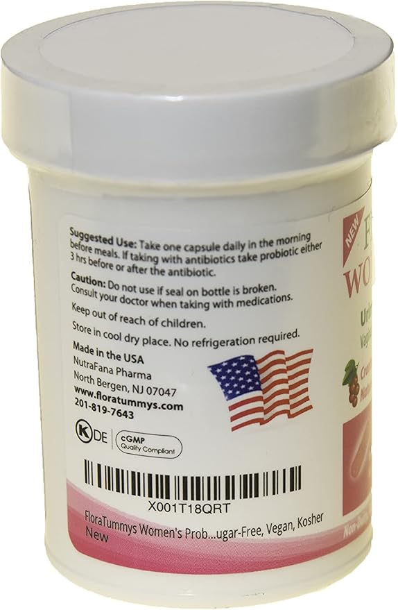 Women's Probiotic, Urinary Tract Digestive Immune System Health, Cranberry Powder, Kosher Certified, Non-Dairy, Gluten Free, Non-GMO