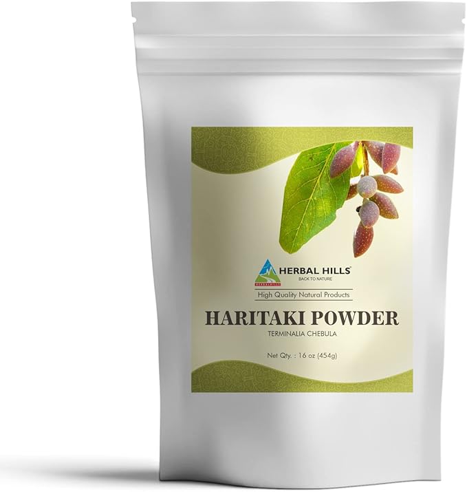HERBAL HILLS Haritaki Fruit Powder and Aloe Vera Capsules Freeze Dried Pack of 2 Combo