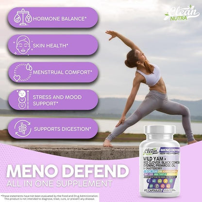 Clean Nutra Wild Yam Root Capsules with Red Clover Black Cohosh Evening Primrose Oil Chasteberry Dong Quai DIM Ashwagandha Grape Seed Extract Milk Thistle Lemon Balm and more Hormone Balance For Women