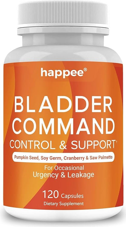 Bladder Control Supplement for Women & Men - 120 Capsules with Pumpkin Seed Extract, Soy Germ Extract, Saw Palmetto & Cranberry | 4-in-1 Active Bladder Support for Urinary Frequency, Leaks & Urgency