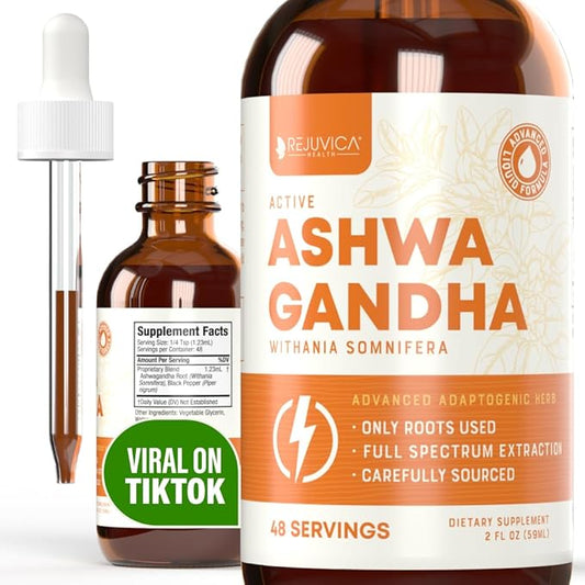 Rejuvica Health Active Ashwagandha - Advanced Liquid Supplement - Withania Somnifera Extract - Ashwagandha Roots Only - Naturally Occurring Withanolides