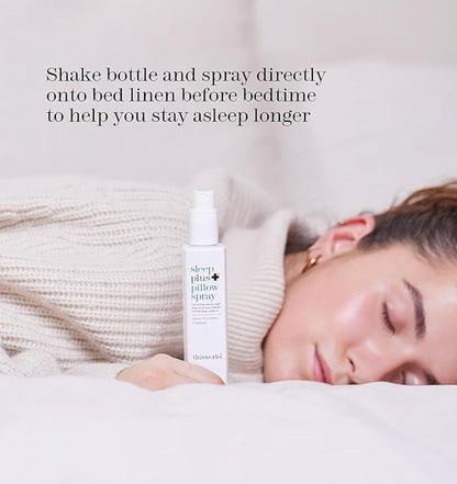 THISWORKS Sleep Plus Pillow Spray Fast-Acting Natural Rest with with Essential Oils of Lavender, Vetivert and Camomile, 100ml, 3.3 fl oz