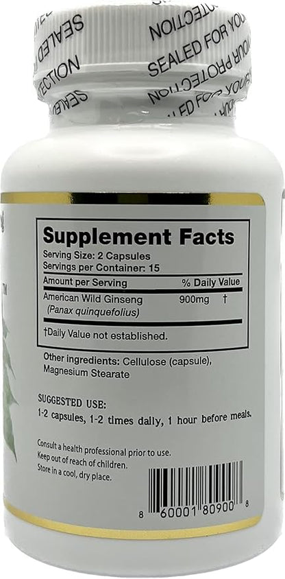 AG 100-100% Pure Wild American Ginseng Capsules