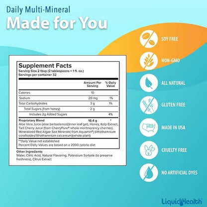 LIQUIDHEALTH Daily Multi Mineral Liquid Supplement with Fulvic Acid, Plant Based Ionic Aquamin Sea Trace Ocean Minerals - Immune Support, Energy, Gut Health, Detox - Made in USA, Vegetarian (2 Pack)
