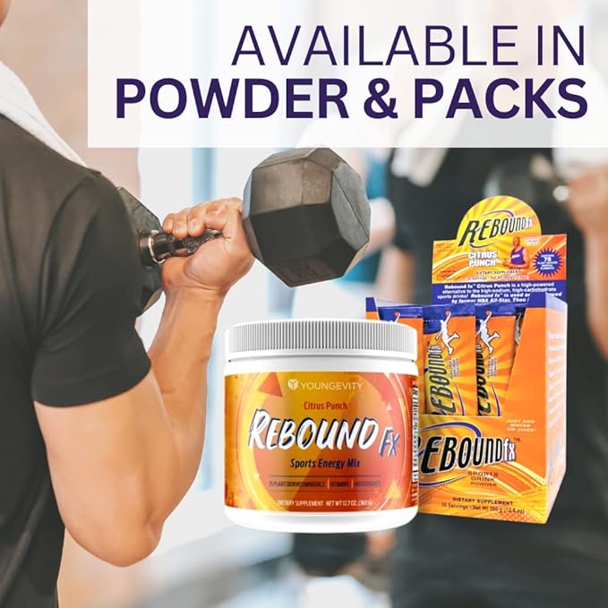 Youngevity Rebound Fx Citrus Powder, 360g – Supplement for Energy, Enriched with Vitamins, Minerals and Antioxidants – Immune System Booster Powder - Energy Vitamins Drink Mix for Women & Men (2 Pack)