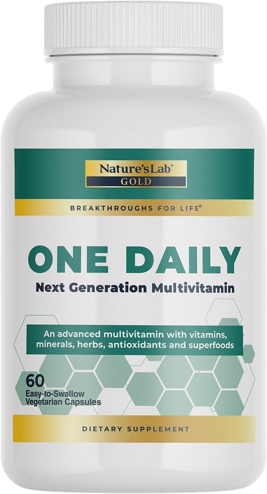 Nature's Lab Gold One Daily Multivitamin - Contains 19 Essential Vitamins & Minerals including Vitamin C, D3 & Zinc - 60 Capsules (2 Month Supply)