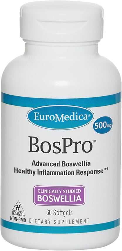 Euromedica BosPro - Boswellia Serrata Extract Supplement - Dietary Supplement for Healthy Lung Support - Herbal Supplement Formula - 60 Softgels