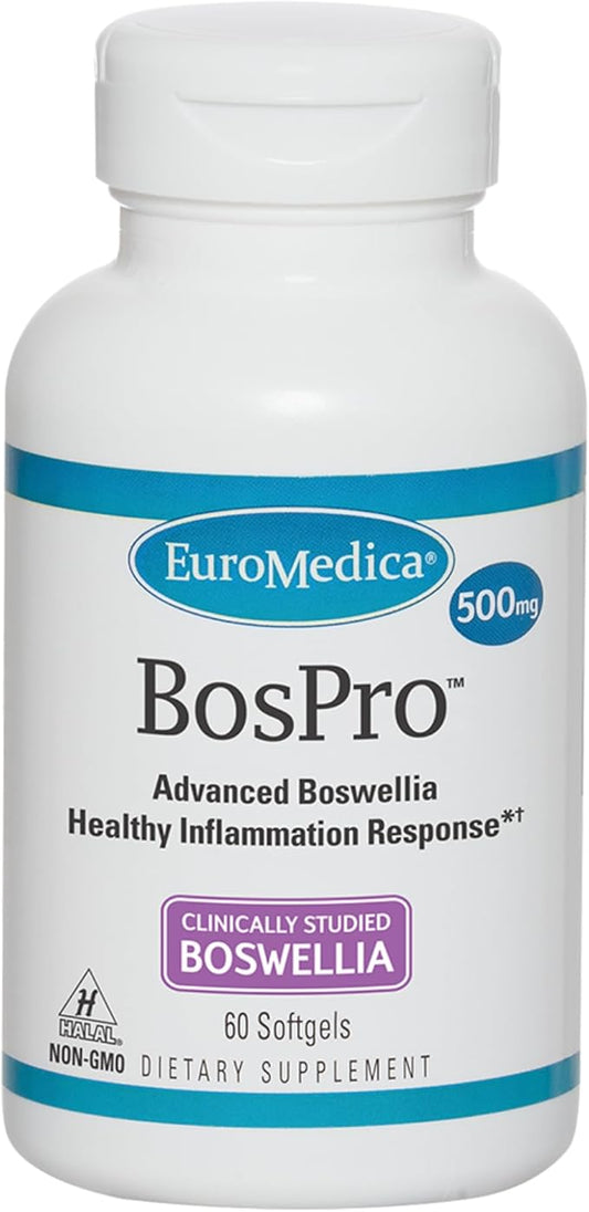 Euromedica BosPro - Boswellia Serrata Extract Supplement - Dietary Supplement for Healthy Lung Support - Herbal Supplement Formula - 60 Softgels