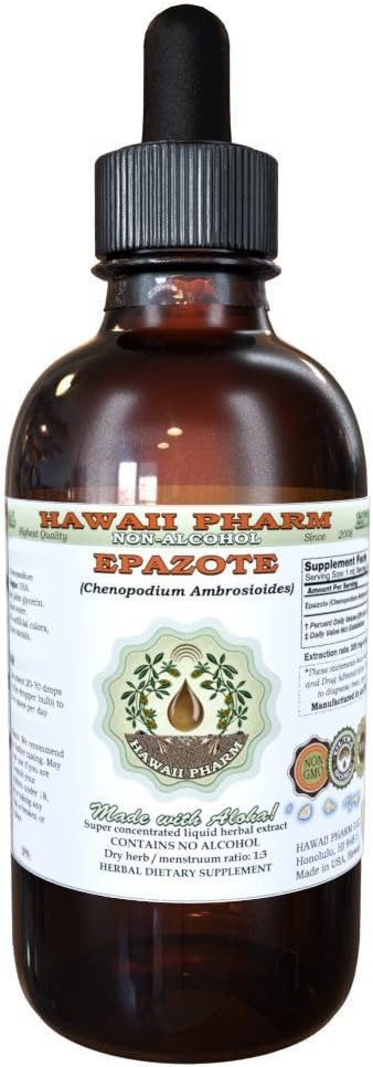 Epazote Alcohol-Free Liquid Extract, Epazote (Chenopodium Ambrosioides) Dried Herb Glycerite Hawaii Pharm Natural Herbal Supplement 2 oz