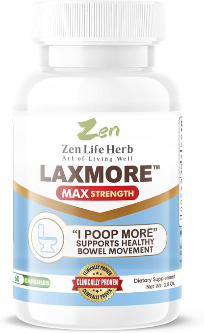 LAXMORE I Poop More Max Strength 100% Natural Plant-Based Supplement (60 Capsules)