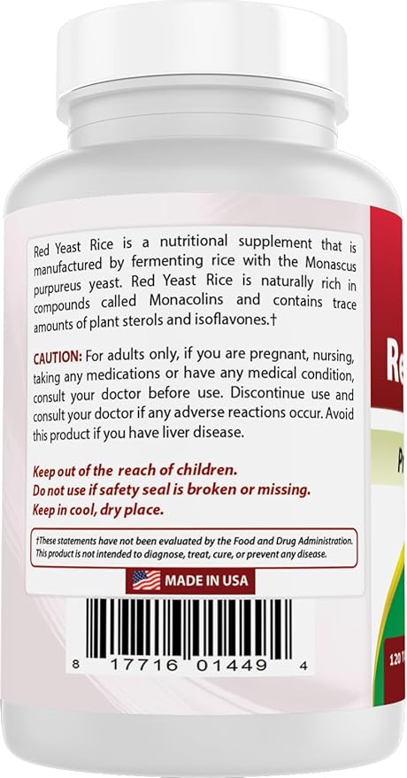Best Naturals Red Yeast Rice 1200 mg (Non-GMO) 120 Tablets - Non Irradiated, Citrinin Free