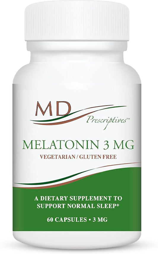 Melatonin 3mg Supplement for Men & Women - Promotes Deep Sleep, Supports Immune Balance & Glutathione Production - 60 Daily Capsules