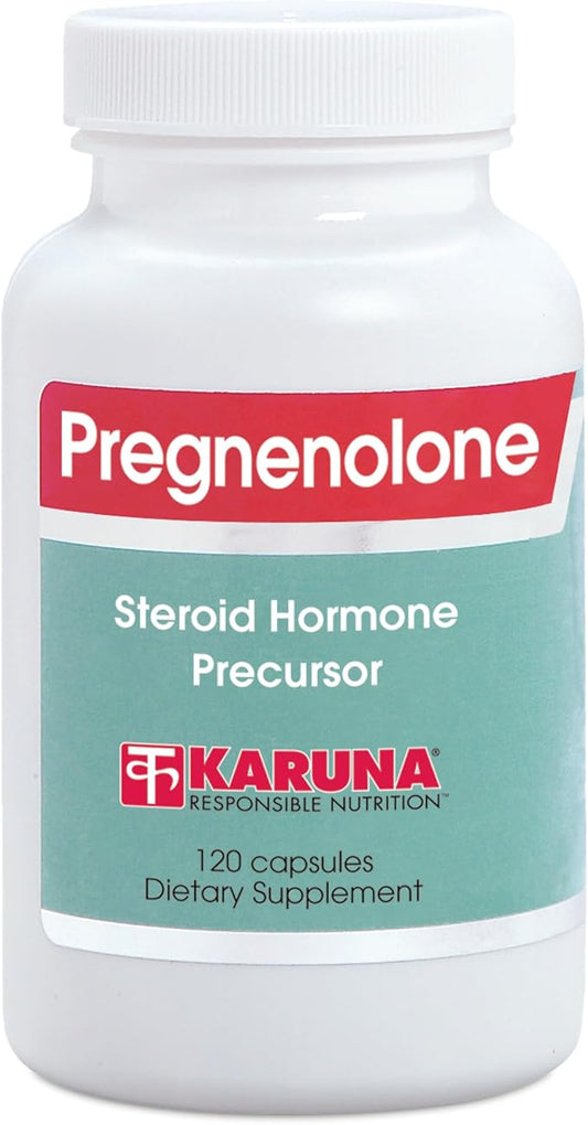 Karuna Health Pregnenolone 50 MG 120 Vegetarian Capsules | Natural Precursor to All Other Steroid Hormones androgens, estrogens, and corticosteroids, Cognitive Performance, Stress Management