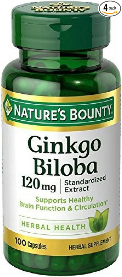 Nature's Bounty Ginkgo Biloba 120mg, 100 Capsules (Pack of 4)