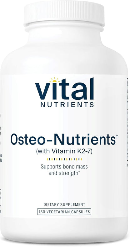 Vital Nutrients Osteo-Nutrients | Vitamin K2 + D3, Calcium, and Magnesium for Bone & Heart Support* | Vegetarian Supplement | Gluten, Dairy, Soy Free | 180 Capsules