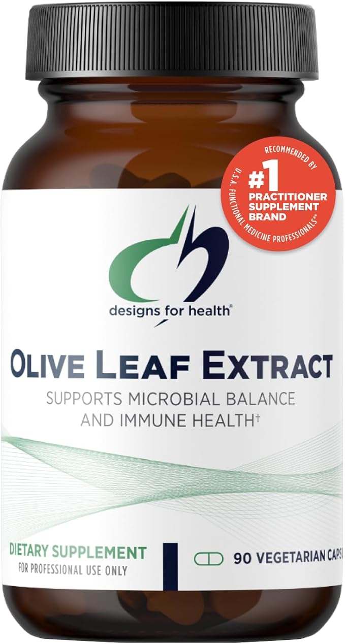 Designs for Health Olive Leaf Extract Capsules - 500mg Leaves Extract Supplement Standardized to 20% Oleuropein - Supports Microbial Balance + Immune Health, Non-GMO + Vegetarian (90 Capsules)