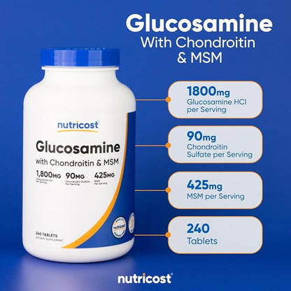 Nutricost Glucosamine 1800mg with Chondroitin & MSM, 240 Tablets, 120 Servings - Non-GMO, Gluten Free
