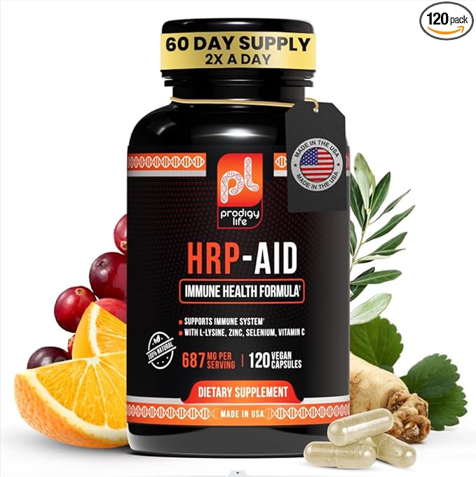 Premium Immune Support - HRP-Aid Cold Sore Medicine - Lysine Complex with Vitamin C, Zinc. L-Lysine 250mg. All Natural Formula (120ct)
