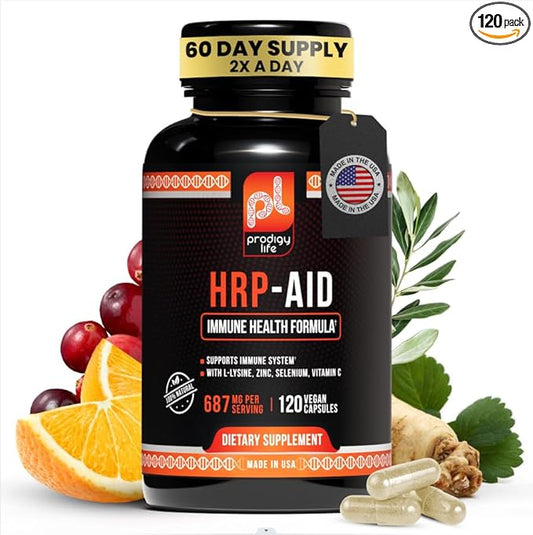 Premium Immune Support - HRP-Aid Cold Sore Medicine - Lysine Complex with Vitamin C, Zinc. L-Lysine 250mg. All Natural Formula (120ct)