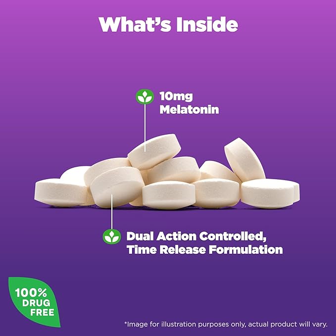 Natrol Sleep Advanced Melatonin Time Release Tablets, Nighttime Sleep Aid, 10mg, 60 Count (Pack of 2)