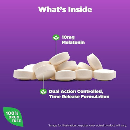 Natrol Sleep Advanced Melatonin Time Release Tablets, Nighttime Sleep Aid, 10mg, 60 Count (Pack of 2)