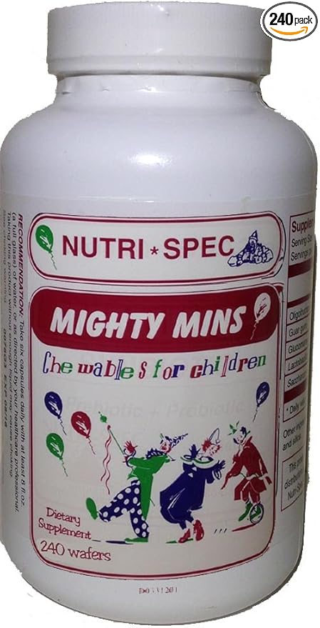 Nutri-spec Mighty-mins - Multivitamin for Kids with Iron in Chewable Form - for Children from 6 Months Through Adolescence - Easier to Absorb, Gentle On Digestion -240 Wafers