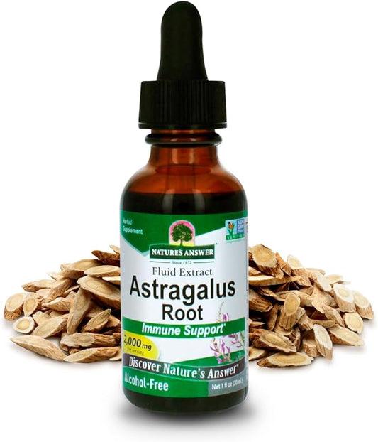 Nature's Answer Astragalus Root Alcohol Free Herbal Supplement 1 Ounce (2 Pack) | Immune Support | Promotes Cardiovascular Health | Natural Stress Reliever