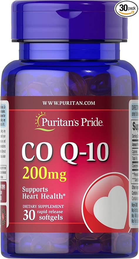 Puritan's Pride Q-Sorb Co Q-10 200 mg-30 Rapid Release Softgels | Supports Heart Health and Cardiovascular System | Dietary Supplement | Healthy Supplement | Energy Supplement | Gluten Free