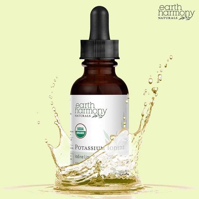 USDA Organic Potassium Iodide 250 mcg Liquid Supplement 2-Pack (1-Year Supply) - Supports The Thyroid Gland and Helps Exposure & Low Levels of Iodine - More Bioavailable Than Tablets, Pills - 1 Fl Oz