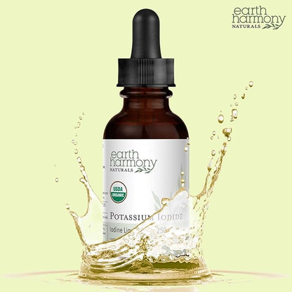 USDA Organic Potassium Iodide 250 mcg Liquid Supplement 2-Pack (1-Year Supply) - Supports The Thyroid Gland and Helps Exposure & Low Levels of Iodine - More Bioavailable Than Tablets, Pills - 1 Fl Oz