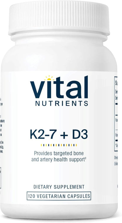Vital Nutrients Vitamin D3 + K2 | 2000 IU | Vitamin D3 K2 Supplement | Vitamin D Complex for Healthy Calcium Levels, Muscle & Bone Health | Gluten, Dairy, Soy Free | 120 Capsules