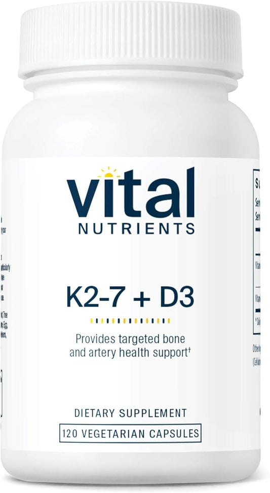 Vital Nutrients Vitamin D3 + K2 | 2000 IU | Vitamin D3 K2 Supplement | Vitamin D Complex for Healthy Calcium Levels, Muscle & Bone Health | Gluten, Dairy, Soy Free | 120 Capsules