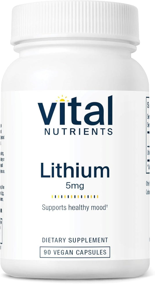 Vital Nutrients Lithium Orotate | Vegan Lithium Supplements for Memory, State of Mind, and Behavioral Health*| 5mg | Gluten, Dairy, Soy Free | 90 Capsules